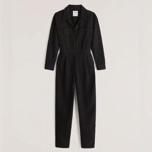 Abercrombie & Fitch Long-Sleeve Utility Jumpsuit, Black XSP